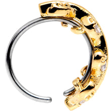 Load image into Gallery viewer, 20G Clear CZ Gem Gold Tone Leafy Seamless Circular Ring
