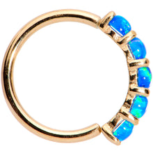 Load image into Gallery viewer, 18G Blue Synthetic Opal 14k Yellow Gold Seamless Circular Ring
