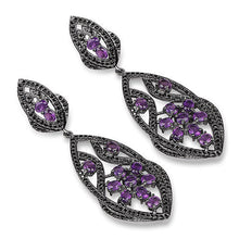Load image into Gallery viewer, 5.74 Carat Genuine Amethyst and Black Spinel .925 Sterling Silver Earrings
