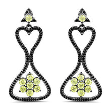 Load image into Gallery viewer, 6.93 Carat Genuine Peridot and Black Spinel .925 Sterling Silver Earrings

