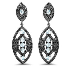 Load image into Gallery viewer, 8.80 Carat Genuine Blue Topaz and Black Spinel .925 Sterling Silver Earrings
