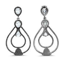 Load image into Gallery viewer, 8.81 Carat Genuine Blue Topaz and Black Spinel .925 Sterling Silver Earrings
