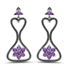 Load image into Gallery viewer, 6.31 Carat Genuine Amethyst &amp; Black Spinel .925 Sterling Silver Earrings
