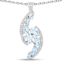 Load image into Gallery viewer, 7.27 Carat Genuine Blue Topaz and White Topaz .925 Sterling Silver Pendant
