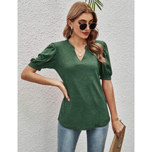 Load image into Gallery viewer, Romanstii Women Casual V-neck T-Shirts Loose Puff Short
