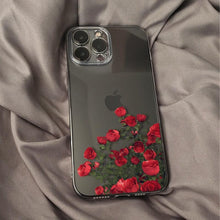 Load image into Gallery viewer, Romantic Red Rose Flower Clear Phone Case For iPhone 13 12 11 Pro MAX Mini X XS XR 7 8 Plus Soft Silicone Transparent Cover Gorgeous Floral Print Women Transparent Strong Clear Case
