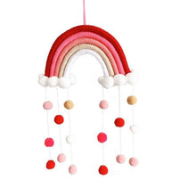 Load image into Gallery viewer, Room Decoration Handmade Woven Cotton Rope Rainbow Hanging Decoration Rainbow with Pom Pom Ball Wall Hanging Garlands for Kids Room Baby Shower Party Supplies Wall Hanging Decor With Felt Ball Photo Props
