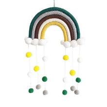 Load image into Gallery viewer, Room Decoration Handmade Woven Cotton Rope Rainbow Hanging Decoration Rainbow with Pom Pom Ball Wall Hanging Garlands for Kids Room Baby Shower Party Supplies Wall Hanging Decor With Felt Ball Photo Props
