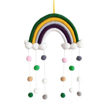 Load image into Gallery viewer, Room Decoration Handmade Woven Cotton Rope Rainbow Hanging Decoration Rainbow with Pom Pom Ball Wall Hanging Garlands for Kids Room Baby Shower Party Supplies Wall Hanging Decor With Felt Ball Photo Props
