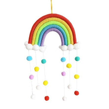 Load image into Gallery viewer, Room Decoration Handmade Woven Cotton Rope Rainbow Hanging Decoration Rainbow with Pom Pom Ball Wall Hanging Garlands for Kids Room Baby Shower Party Supplies Wall Hanging Decor With Felt Ball Photo Props
