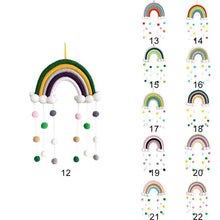 Load image into Gallery viewer, Room Decoration Handmade Woven Cotton Rope Rainbow Hanging Decoration Rainbow with Pom Pom Ball Wall Hanging Garlands for Kids Room Baby Shower Party Supplies Wall Hanging Decor With Felt Ball Photo Props
