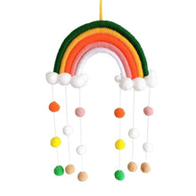 Load image into Gallery viewer, Room Decoration Handmade Woven Cotton Rope Rainbow Hanging Decoration Rainbow with Pom Pom Ball Wall Hanging Garlands for Kids Room Baby Shower Party Supplies Wall Hanging Decor With Felt Ball Photo Props
