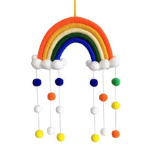 Load image into Gallery viewer, Room Decoration Handmade Woven Cotton Rope Rainbow Hanging Decoration Rainbow with Pom Pom Ball Wall Hanging Garlands for Kids Room Baby Shower Party Supplies Wall Hanging Decor With Felt Ball Photo Props

