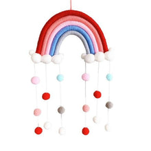 Load image into Gallery viewer, Room Decoration Handmade Woven Cotton Rope Rainbow Hanging Decoration Rainbow with Pom Pom Ball Wall Hanging Garlands for Kids Room Baby Shower Party Supplies Wall Hanging Decor With Felt Ball Photo Props
