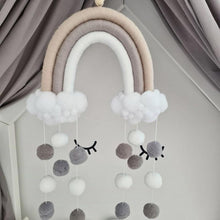 Load image into Gallery viewer, Room Decoration Handmade Woven Cotton Rope Rainbow Hanging Decoration Rainbow with Pom Pom Ball Wall Hanging Garlands for Kids Room Baby Shower Party Supplies Wall Hanging Decor With Felt Ball Photo Props
