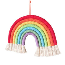 Load image into Gallery viewer, Room Decoration Handmade Woven Cotton Rope Rainbow Hanging Decoration Rainbow with Pom Pom Ball Wall Hanging Garlands for Kids Room Baby Shower Party Supplies Wall Hanging Decor With Felt Ball Photo Props
