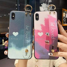 Load image into Gallery viewer, Rose Flowers Wrist Strap Phone Cases For iPhone 13 12 11 14 pro MAX X XR XS MAX 7 8 Plus Cover  Hand Band Cases Soft Full Protection Slim Colorful Protective Phone Case For iPhone
