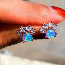 Load image into Gallery viewer, Rose Golden Opal Paw Print Stud Earrings

