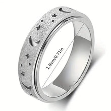 Load image into Gallery viewer, Rotatable Anxiety Fidget Ring Moon and Star Design
