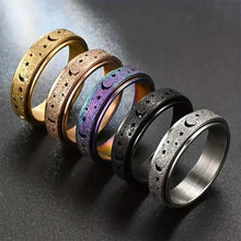 Load image into Gallery viewer, Rotatable Anxiety Fidget Ring Moon and Star Design
