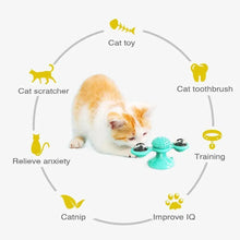 Load image into Gallery viewer, Rotatable Funny Massage Cat Toys Windmill LED Ball Teeth Cleaning Toys For Pets Interactive Turntable Tease Cat Toys
