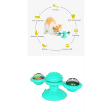 Load image into Gallery viewer, Rotatable Funny Massage Cat Toys Windmill LED Ball Teeth Cleaning Toys For Pets Interactive Turntable Tease Cat Toys
