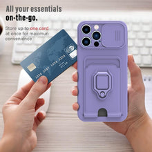 Load image into Gallery viewer, Rotatable Ring Holder Camera Protect Phone Case For iPhone 14 13 12 11 Pro Max Cover Protective Camera Slide Case With 360 Degree Adjustable Rotating Ring Silicone Case For Iphone

