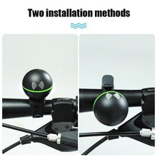 Load image into Gallery viewer, Round Modern Bicycle Bell Electric Bike Horn Loud 130db Sound Signal 3 Ringtones Little Black Ball Water Proof Accessories 3 Sound Modes Loud Horn Waterproof Bicycle Bell For Handlebar Bicycle Horn
