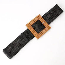 Load image into Gallery viewer, Round Women Waist Belt Classic Wooden Buckle Casual Style Buckle Simple Lightweight Waist Dress Band
