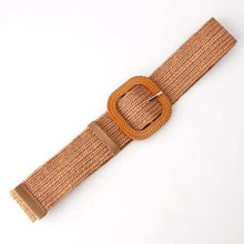 Load image into Gallery viewer, Round Women Waist Belt Classic Wooden Buckle Casual Style Buckle Simple Lightweight Waist Dress Band
