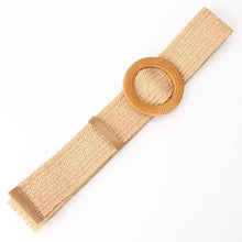 Load image into Gallery viewer, Round Women Waist Belt Classic Wooden Buckle Casual Style Buckle Simple Lightweight Waist Dress Band
