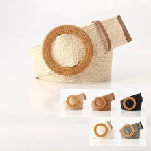 Load image into Gallery viewer, Round Women Waist Belt Classic Wooden Buckle Casual Style Buckle Simple Lightweight Waist Dress Band
