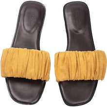 Load image into Gallery viewer, Roxoni Women's Ruched Fabric Slide Sandals Open Toe Flat Sandals with Heel Cushion
