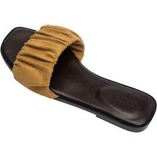 Load image into Gallery viewer, Roxoni Women's Ruched Fabric Slide Sandals Open Toe Flat Sandals with Heel Cushion

