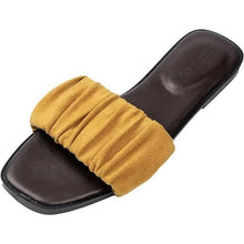 Load image into Gallery viewer, Roxoni Women's Ruched Fabric Slide Sandals Open Toe Flat Sandals with Heel Cushion
