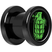 Load image into Gallery viewer, Green Grenade Black Anodized Screw Fit Plug Set 0G
