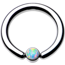 Load image into Gallery viewer, 10G 1/2 White Faux Opal 4mm Disc BCR Captive Ring
