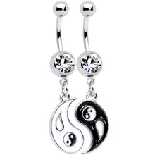 Load image into Gallery viewer, Clear Gem Best Friend Yin and Yang Dangle Belly Ring Set of 2
