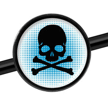 Load image into Gallery viewer, 14G Blue Black Skull Black Industrial Barbell 37mm

