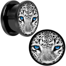 Load image into Gallery viewer, Black White Leopard Eyes Black Anodized Screw Fit Plug Set 9/16
