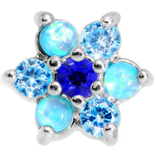 Load image into Gallery viewer, 16G 1/4 Blue Faux Opal Blue Gem Flower Tragus Cartilage Earring

