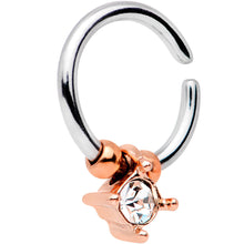 Load image into Gallery viewer, 16G Rose Gold Tone Clear Gem Drop Annealed Seamless Circular Ring
