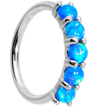 Load image into Gallery viewer, 18G Blue Synthetic Opal 14k White Gold Seamless Circular Ring
