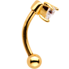 Load image into Gallery viewer, 5/16 Clear Heart CZ Gem Gold IP Fashionista Curved Eyebrow Rook Earring
