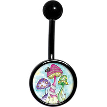 Load image into Gallery viewer, Psychedelic Magic Mushrooms Black Belly Ring

