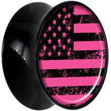 Load image into Gallery viewer, Black Acrylic Pink American Flag Saddle Plug Set 18mm
