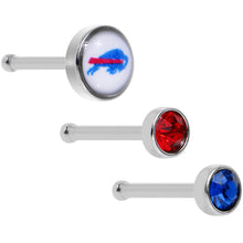 Load image into Gallery viewer, 20G Licensed NFL Buffalo Bills Logo Nose Bone 3 Pack Set
