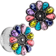 Load image into Gallery viewer, Southwestern Pinwheel Flower Double Flare Plug Set Set 2G to 22mm
