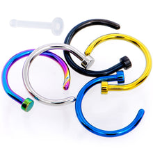 Load image into Gallery viewer, 18G 5/16 Pack Set of 5 Assorted Stainless Steel Nose Hoop Rings

