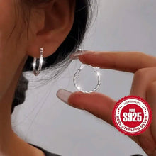 Load image into Gallery viewer, S925 Sterling Silver Geometric Twist Circle Hoop Earrings
